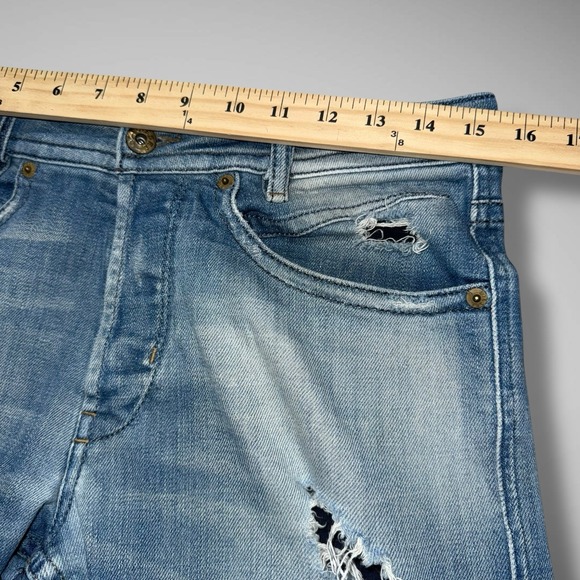 Diesel Jeans Mens 30x32 Blue Akee‎ Regular Slim Tapered Stretch Distressed 0854V - Picture 8 of 16